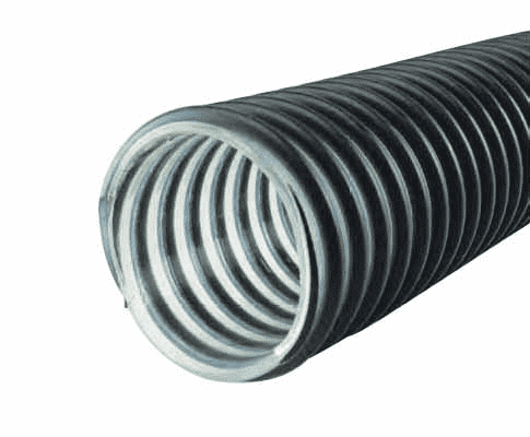 3022-0300-100 by Jason Industrial | 3022 Medium Duty Polyurethane Lined Material Handling Hose | Black/Clear | 20 PSI | 3" ID | 3.53" OD | 100ft