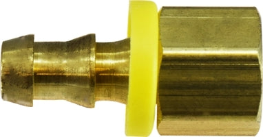 30220 (30-220) Midland Push On Hose Barb Fitting - Rigid Female Adapter - 1/4" Hose ID x 1/8" Female NPTF - Brass