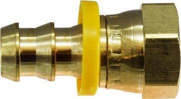 30427 (30-427) Midland Push On Hose Barb Fitting - SAE/JIC Dual 45°/37° Female Swivel - 1/2-20 UNF Thread - 3/8" Hose ID x 5/16" Dual Seat - Brass