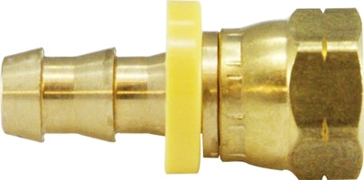 30252 (30-252) Midland Push On Hose Barb - 45° SAE Flare Female Swivel - 5/8-18 UNF Thread - 3/8" Hose ID x 3/8" Female 45° Flare - Brass