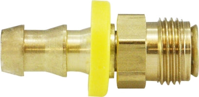 30276 (30-276) Midland Push On Hose Barb - Inverted Flare Male Swivel - 7/16-24 UNF Thread - 1/4" Hose ID x 1/4" Male Inverted Flare - Brass