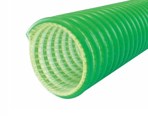3040-0300-100 by Jason Industrial | 3040 Series | Drop Hose for Suction & Delivery Of Gasoline, Alternative Fuels | S-omega | 65 PSI | 3" ID | 3.78" OD | Green/Clear | Polyurethane | 100ft