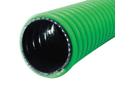 3045-0400-100 by Jason Industrial | 3045 Series | Drop Hose for Suction & Delivery of Gasoline, Alternative Fuels | S-omega | 65 PSI | 4" ID | 4.83" OD | Green/Black | Polyurethane | 100ft