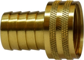 30464 Midland Garden Hose Fitting - Female Swivel Only (Short Shank Knurled Nut) - 1/4" Hose Barb x 3/4" Female GHT - Brass