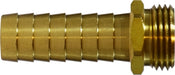 30510 (30-510) Midland Garden Hose fitting - Male End Only (2" Shank) - 1/2" Hose Barb x 3/4" Male GHT - Brass