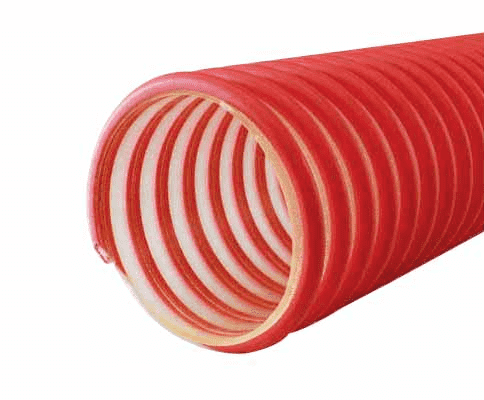 3053-0300-100 by Jason Industrial | 3053 Series | HD Gasoline & Alternative Fuel Vapor Recovery Hose | S-omega | 8 PSI | 3" ID | 3.57" OD | Red/Clear | Polyurethane | 100ft