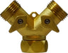 30627 (30-627) Midland Garden Hose Valve - Y Shape Connector with 2-Way Shut-Off - 3/4" Female GHT Swivel x 3/4" Male GHT x 3/4" Male GHT - Brass