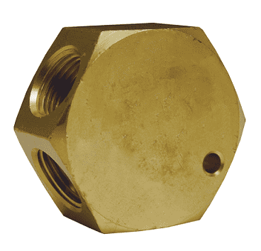 3122 Dixon Brass Flat Hex Manifold - One 1/4" NPT Inlet - Three 1/4" NPT Outlets