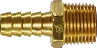 707001-0304 Midland Lead Free Hose Barb Fitting - Rigid Male Adapter - 3/16" Hose ID x 1/4" Male NPTF - Brass