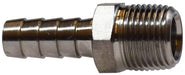 32001SS (32-001SS) Midland Hose Barb - Machined Rigid Male Adapter - 1/8" Hose ID x 1/8" Male NPT - 316 Stainless Steel 