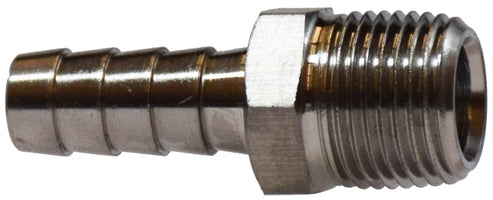 32006SS (32-0016SS) Midland Hose Barb - Machined Rigid Male Adapter - 1/4" Hose ID x 3/8" Male NPT - 316 Stainless Steel 