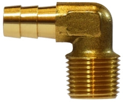 32042 (32-042) Midland Forged Hose Barb 90° Elbow - 3/8" Hose ID x 3/8" Male NPTF - Brass