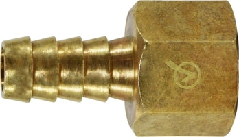 707002-0504 Midland Lead Free Hose Barb Fitting - Rigid Female Adapter - 5/16" Hose ID x 1/4" Female NPTF - Brass