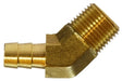 32346 (32-346) Midland Hose Barb 45° Elbow - 1/2" Hose ID x 1/4" Male NPTF - Brass