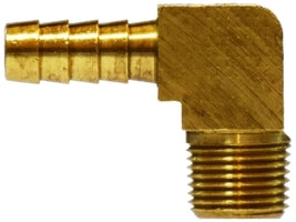 32043B (32-043B) Midland Barstock Hose Barb 90° Elbow - 1/2" Hose ID x 3/8" Male NPTF - Brass