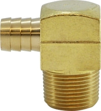 32330 (32-330) Midland Barstock Hose Barb 90° Elbow (Square Body) - 3/4" Hose ID x 1" Male NPTF - Brass