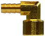 32402 (32-402) Midland Female Hose Barb 90° Elbow - 1/4" Hose ID x 1/4" Female NPTF - Brass