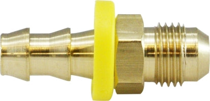 32900 (32-900) Midland Push On Hose Barb Fitting - 37° Male JIC Flare Adapter - 7/16-20 UNF Thread - 1/4" Hose ID x 1/4" Male JIC - Brass