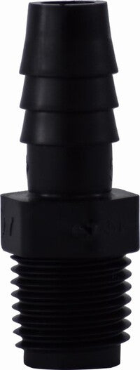 33024B (33-024B) Midland Plastic Pipe Fitting - Male Adapter - 1" Hose Barb x 3/4" Male Pipe - Black Polyethylene