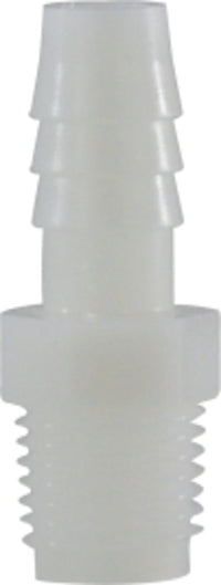 33029W (33-029W) Midland Plastic Pipe Fitting - Male Adapter - 1" Hose Barb x 1-1/4" Male Pipe - White Nylon