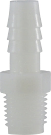 33005W (33-005W) Midland Plastic Pipe Fitting - Male Adapter - 1/4" Hose Barb x 1/4" Male Pipe - White Nylon