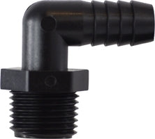 33316P (33-316P) Midland Plastic Pipe Fitting - 90° Male Elbow - 1" Hose Barb x 1" Male Pipe - Polypropylene