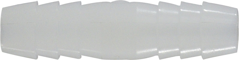 33481W (33-481W) Midland Plastic Pipe Fitting - Splicer - 1-1/2" Hose Barb x 1-1/2" Hose Barb - White Nylon