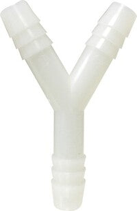 33301W (33-301W) Midland Plastic Pipe Fitting - Y (Wye) - 3/8" Hose Barb x 3/8" Hose Barb x 3/8" Hose Barb - White Nylon