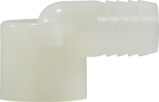 33470W Midland Plastic Pipe Fitting - 90° Female Elbow - 5/8" Hose ID x 1/2" Female Pipe - White Nylon