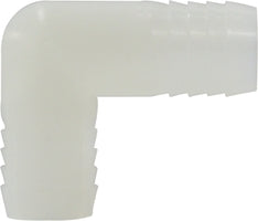 33395W (33-395W) Midland Plastic Pipe Fitting - 90° Union Elbow - 5/8" Hose Barb x 5/8" Hose Barb - White Nylon