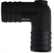 33391B (33-391B) Midland Plastic Pipe Fitting - 90° Union Elbow - 3/8" Hose Barb x 3/8" Hose Barb - Black Polyethylene