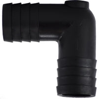 33390B (33-390B) Midland Plastic Pipe Fitting - 90° Union Elbow - 1/4" Hose Barb x 1/4" Hose Barb - Black Polyethylene