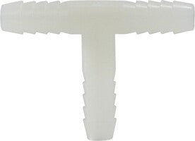 33438W (33-438W) Midland Plastic Barb Fitting - Tee - 1" Hose Barb x 1" Hose Barb x 1" Hose Barb - White Nylon