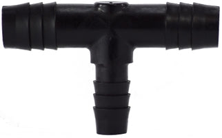 33430B (33-430B) Midland Plastic Pipe Fitting - Reducing Tee - 1/2" Hose Barb x 1/2" Hose Barb x 3/8" Hose Barb (Branch) - Black Polyethylene