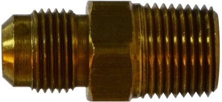 35132 (35-132) Midland Gas Range Fitting - Male Adapter - 15/16-16 Flare Thread - 1/2" Male Flare x 1/2" Male NPTF (3/8" FIP Tap) - Brass