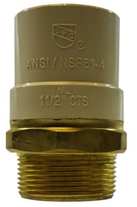 35417LF Midland Transition Fitting (Lead Free) - CPVC Male Adapter - 1-1/2" CPVC x 1-1/2" Male Pipe - Brass