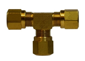 38044 (38-044) Midland DOT Air Brake Fitting (Nylon Tubing) - Tee - 1/4" Tube OD - Brass