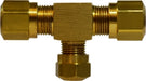 38049 (38-049) Midland DOT Air Brake Fitting (Nylon Tubing) - Reducing Branch Tee - 3/8" Tube OD x 1/4" Tube OD - Brass