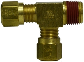 38124 (38-124) Midland DOT Air Brake Fitting (Nylon Tubing) - Male Run Tee - 3/8" Tube OD x 1/4" Male NPTF x 1/4" Tube OD - Brass