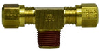 38140 (38-140) Midland DOT Air Brake Fitting (Nylon Tubing) - Male Branch Tee - 3/8" Tube OD x 3/8" Tube OD x 3/8" Male NPTF - Brass