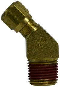 38148 (38-148) Midland DOT Air Brake Fitting (Nylon Tubing) - Male 45° Elbow - 1/4" Tube OD x 1/8" Male NPTF - Brass