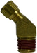 38149 (38-149) Midland DOT Air Brake Fitting (Nylon Tubing) - Male 45° Elbow - 1/4" Tube OD x 1/4" Male NPTF - Brass