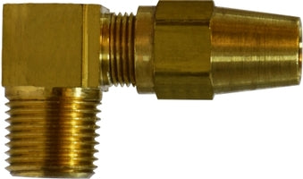 38244 (38-244) Midland DOT Air Brake Fitting (Copper Tubing) - Male 90° Elbow - 1/2" Tube OD x 1/2" Male NPTF - Brass