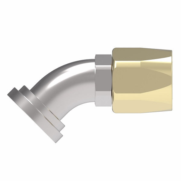 39-4777-40 (4777-40-32S) Aeroquip by Danfoss | SAE Code 61 Split Flange 45° Elbow (SAE J518) 100R5 Reusable Hose Fitting | -40 Code 61 Split Flange x -40 Reusable Hose End | Brass & Steel
