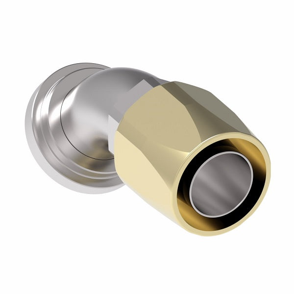 39-4777-40 (4777-40-32S) Aeroquip by Danfoss | SAE Code 61 Split Flange 45° Elbow (SAE J518) 100R5 Reusable Hose Fitting | -40 Code 61 Split Flange x -40 Reusable Hose End | Brass & Steel