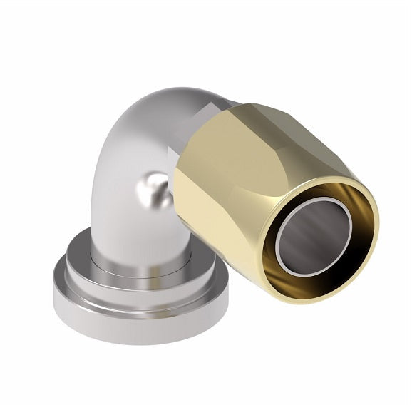 39-4779-40 (4779-40-32S) Aeroquip by Danfoss | SAE Code 61 Split Flange 90° Elbow (SAE J518) 100R5 Reusable Hose Fitting | -40 Code 61 Split Flange x -40 Reusable Hose End | Brass & Steel