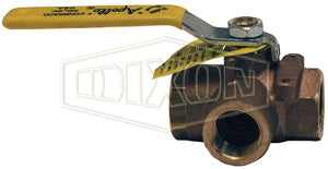 BBV50TW by Dixon Valve | 3-Way Diverting Ball Valve | L Flow | Full Port | 1/2" Female NPT x 1/2" Female NPT x 1/2" Female NPT | Bronze