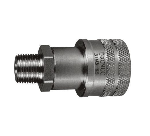 3TM3-SS Dixon 316 Stainless Steel T-Series Quick Disconnect 3/8" High Pressure Ball Interchange Hydraulic Coupler - 3/8"-18 Male NPT