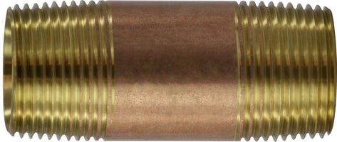 40110 (40-110) Midland Lead Free Schedule 40 Seamless Nipple - 1" Diameter - 7" Length - Red Brass