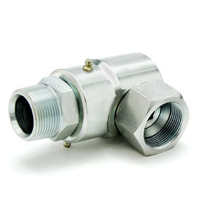 9SS20MP125XFJS20-Z-V by Super Swivel | 8770-Z-V | 1-1/4-11 Male Pipe NPTF x 1-5/8-12 Female 37° JIC Swivel Nut | 0.790" Through Hole | 90° Elbow | Zinc | Viton Seal